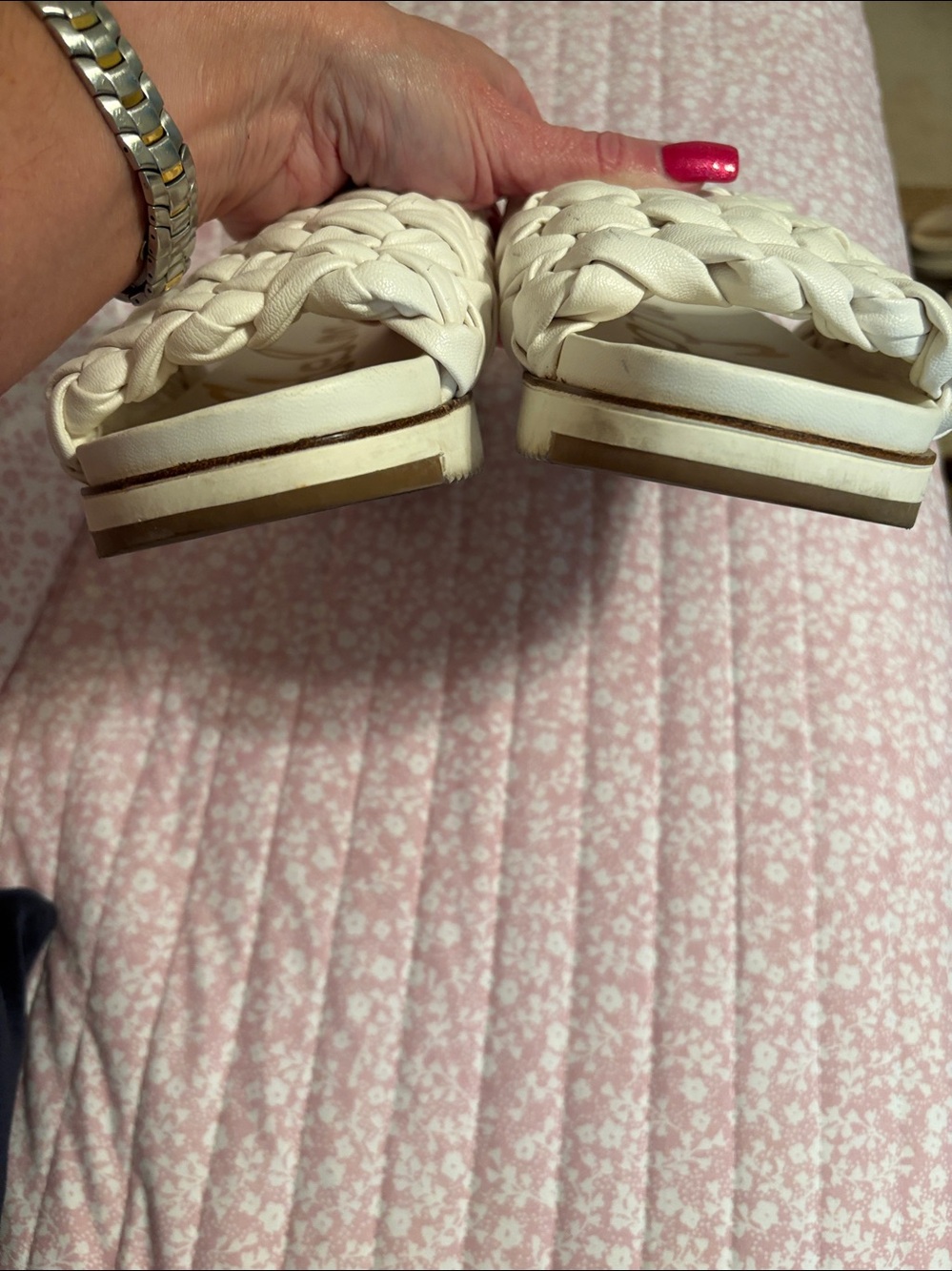 Sam Edelman White Braided Slide Sandals - Picture 2 of 6